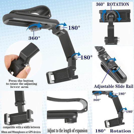 Sun Visor Car Phone Holder,1080° Multifunctional Sun Visor Universal 360 Rotating Rear View Mirror Phone Holder, Foldable Cell Phone Mount Clip for All Mobile Phones