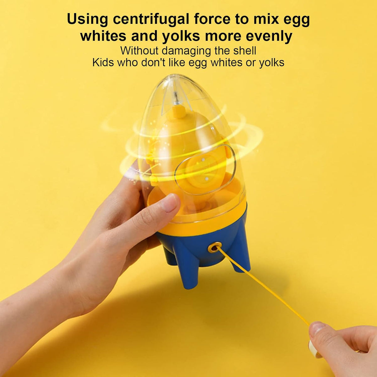 Egg Scrambler Shaker, Yolk Mixer, Portable Golden Egg Maker, Manual Egg Shaker, Egg Spinner Scrambler, Egg White and Yolk Spinning Mixer with Pull Rope to Make Hard Boiled Golden Eggs